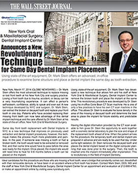 Dr. Stein Announces a New Revolutionary Technique for Same Day Dental Implant Placement